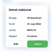 Paparan semakan maklumat resit dengan pilihan Edit dan Sahkan